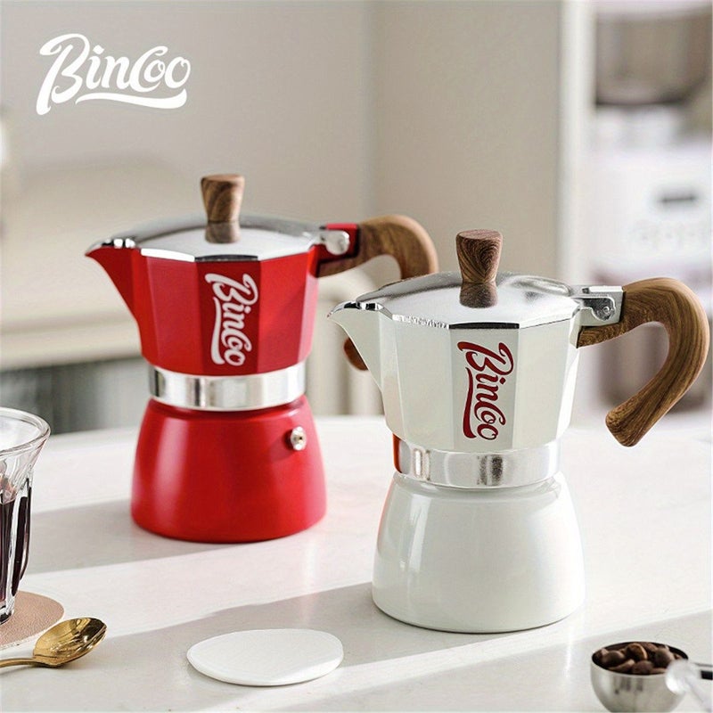Beige Italian Moka Pot 10.14oz Outdoor Coffee Espresso Brewer With Filter Paper - Image 1