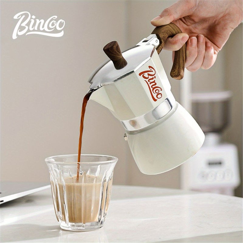 Beige Italian Moka Pot 10.14oz Outdoor Coffee Espresso Brewer With Filter Paper - Image 4