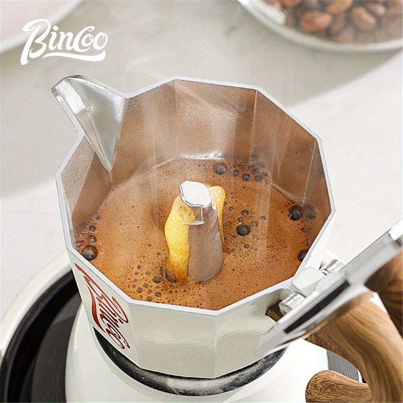 Beige Italian Moka Pot 10.14oz Outdoor Coffee Espresso Brewer With Filter Paper - Image 3