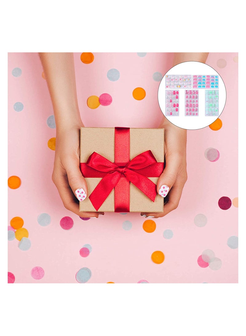 SOLARAE Press on Nails Girls False On Pre-glue Full Cover Children Artificial Fake Nail Tips Pre Glue Short for Kids Teens Art Decoration - Image 3