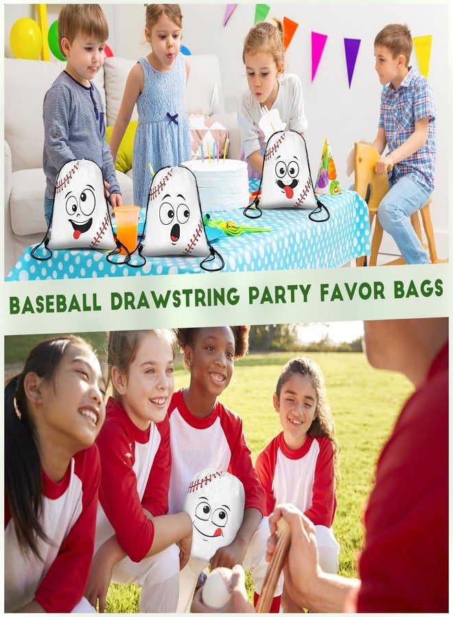 Sunnymove 12 Pcs Funny Sports Drawstring Bags Sports 15.8 x 13.3 Inch Drawstring String Backpack with Cute Expression Theme Party Goodie Favor Bags for Party Supplies Teams Gift(Baseball - Image 5