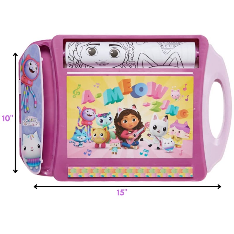 Innovative Designs Gabby’s Dollhouse Roller Art Desk Set for Kids, Travel Coloring Activity for Kids, with Crayons, Markers and Stickers - Image 5