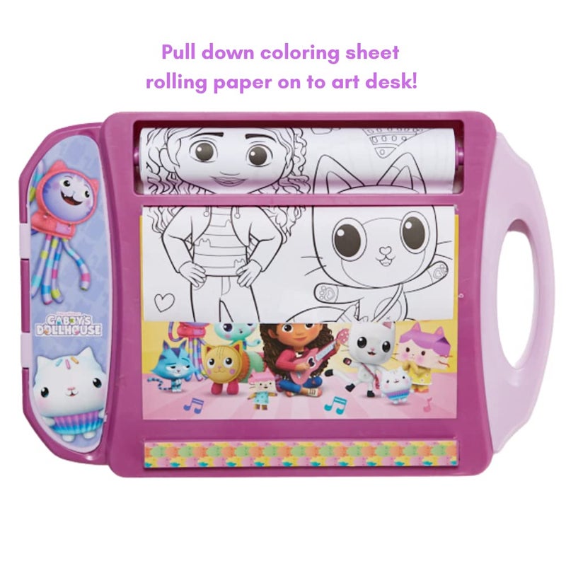 Innovative Designs Gabby’s Dollhouse Roller Art Desk Set for Kids, Travel Coloring Activity for Kids, with Crayons, Markers and Stickers - Image 3