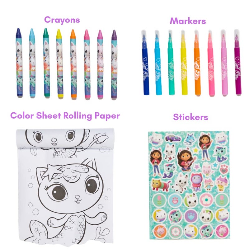 Innovative Designs Gabby’s Dollhouse Roller Art Desk Set for Kids, Travel Coloring Activity for Kids, with Crayons, Markers and Stickers - Image 2
