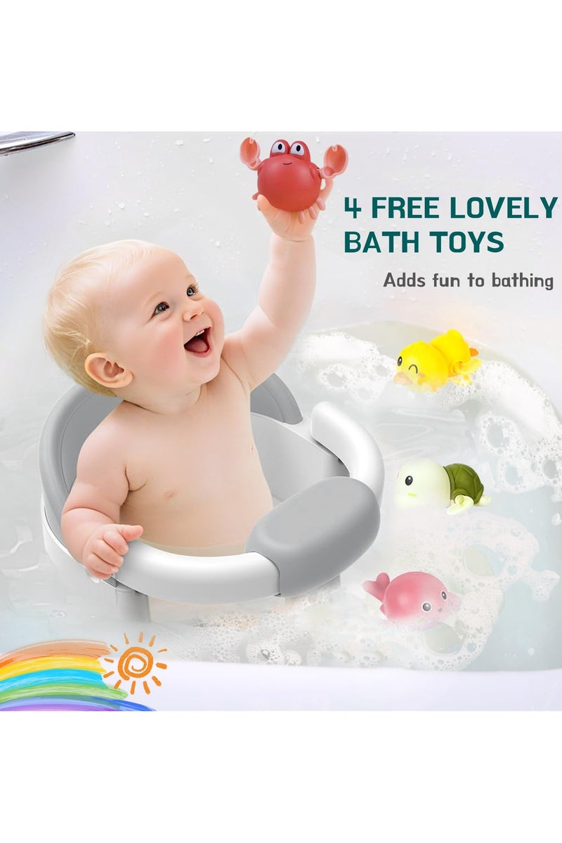 جوبيلين مقعد استحمام للأطفال مع 4 ألعاب استحمام لطيفة، كرسي استحمام للأطفال الرضع مانع للانزلاق مع أكواب شفط، مقعد استحمام للأطفال الصغار من عمر 6 أشهر فما فوق - Image 2
