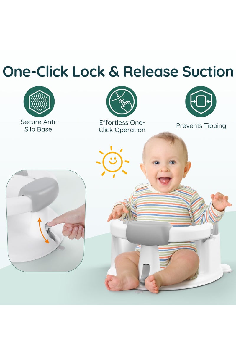 جوبيلين مقعد استحمام للأطفال مع 4 ألعاب استحمام لطيفة، كرسي استحمام للأطفال الرضع مانع للانزلاق مع أكواب شفط، مقعد استحمام للأطفال الصغار من عمر 6 أشهر فما فوق - Image 4