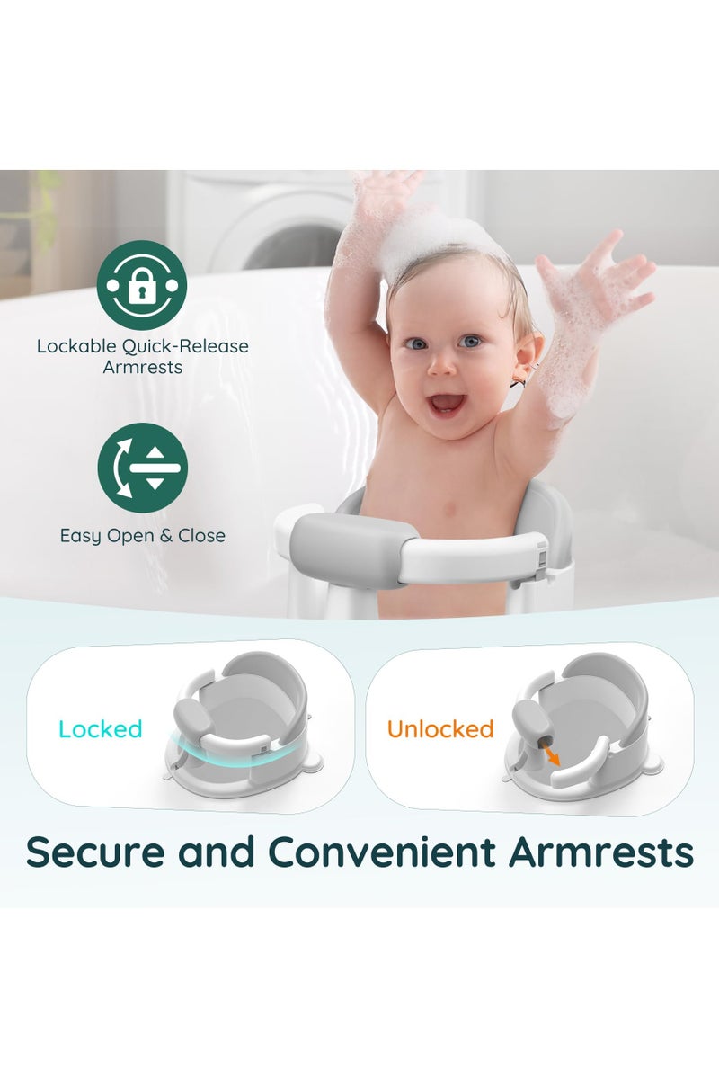 جوبيلين مقعد استحمام للأطفال مع 4 ألعاب استحمام لطيفة، كرسي استحمام للأطفال الرضع مانع للانزلاق مع أكواب شفط، مقعد استحمام للأطفال الصغار من عمر 6 أشهر فما فوق - Image 5