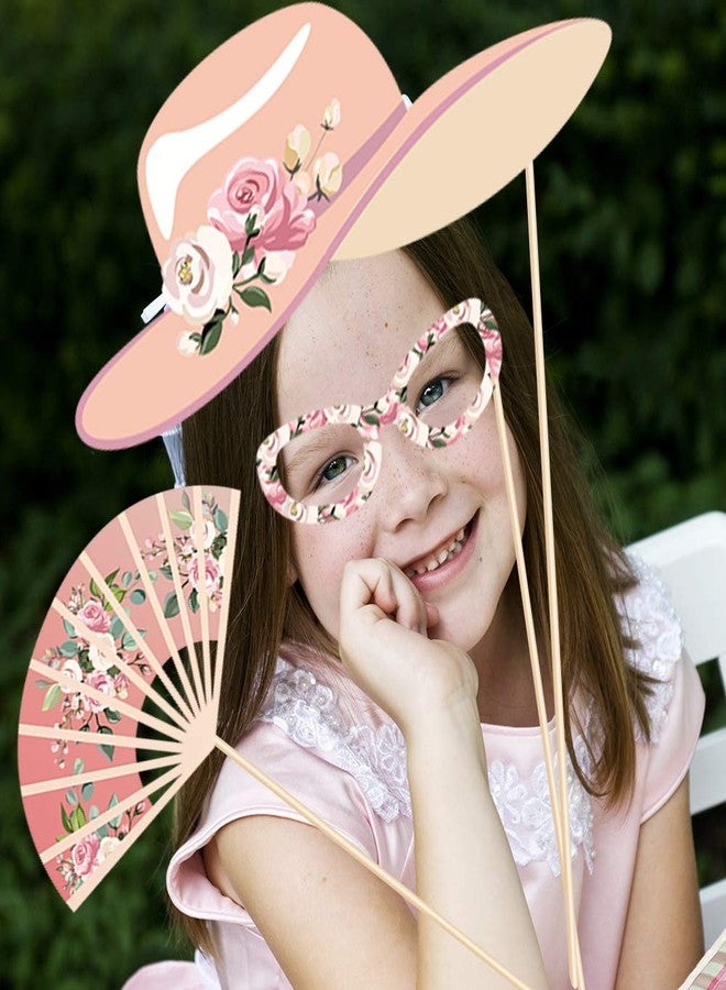CC HOME 25CT Tea Party Photo Booth Props,Floral Party Supplies,Tea Garden Party Decorations - Image 3
