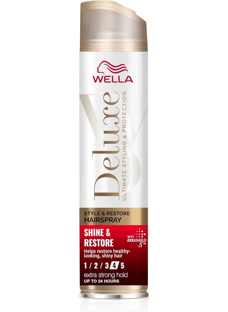 Wella Professionals Wella Deluxe Shine & Restore Hairspray – Extra Strong Hold, Restores Healthy & Shiny Hair, Pro-vitamin B5 & Jojoba Oil – 250ml - Image 1