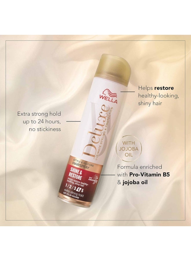 Wella Professionals Wella Deluxe Shine & Restore Hairspray – Extra Strong Hold, Restores Healthy & Shiny Hair, Pro-vitamin B5 & Jojoba Oil – 250ml - Image 4