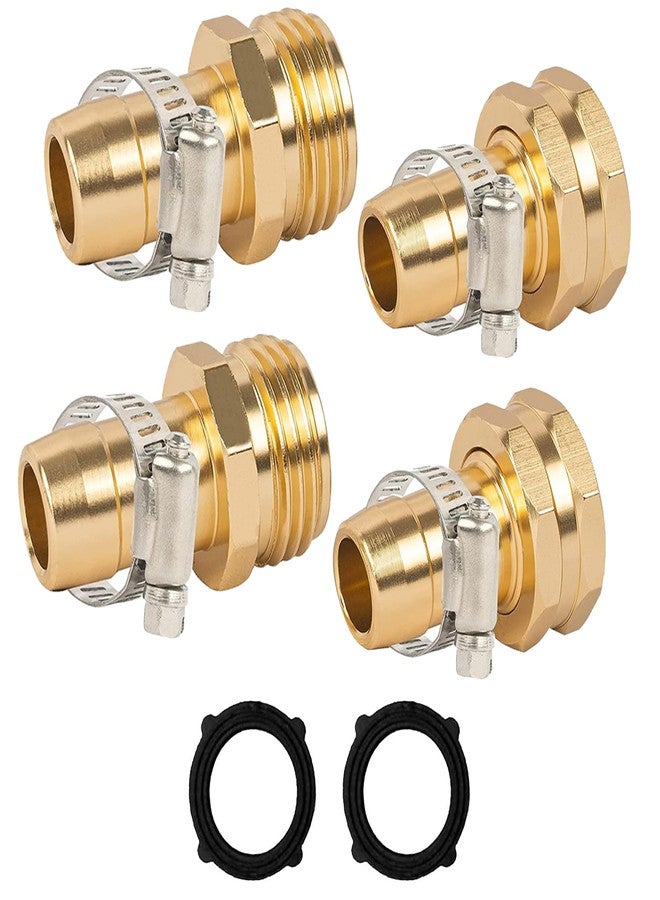 LIULO TOOL Garden Hose Repair Connector with Clamps, Fit for 3/4" or 5/8" Aluminum Garden Hose Fitting, Male and Female Hose Fittings, 2 Sets - Image 1
