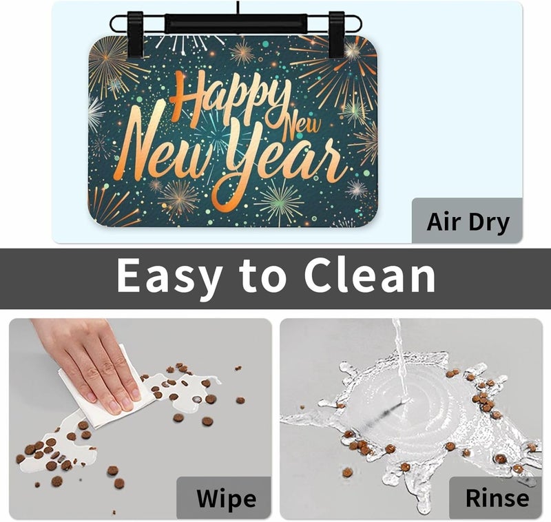 Pet Feeding Mat Bright Festive New Year Celebration Fireworks Absorbent Pet Placemat for Food Water Bowl with Waterproof Rubber Backing 18X12In Quick Dry Water Dispenser Mat for Dog Cat - Image 5
