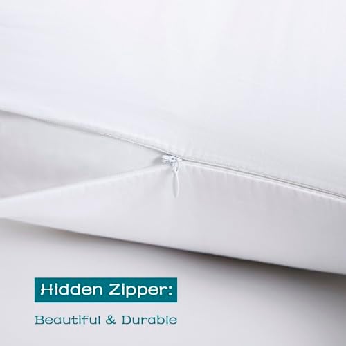 LOSAFEFE 100% Cotton Zippered Pillow Cases Queen Size Set of 2, Super Soft & Breathable Pillow Protectors with Zipper, White Pillow Case Covers 20x30 Inches - Image 3