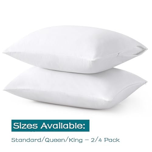 LOSAFEFE 100% Cotton Zippered Pillow Cases Queen Size Set of 2, Super Soft & Breathable Pillow Protectors with Zipper, White Pillow Case Covers 20x30 Inches - Image 2