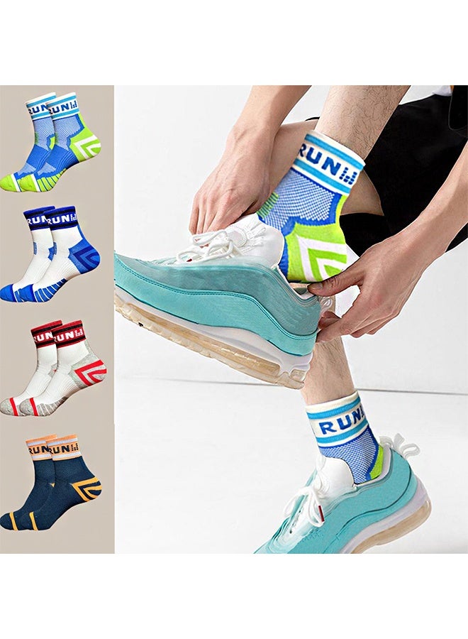 Run  4 Pairs Men's Athletic Socks, Performance Thick Cushioned Sport Basketball Running Training Compression Sock - Image 1
