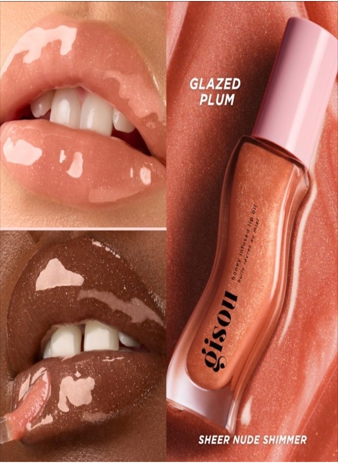 Gisou GISOU Honey Infused Lip Oil Glazed Plum | Hydrating Sheer Hot Coral Gloss - 8ml  - Image 4