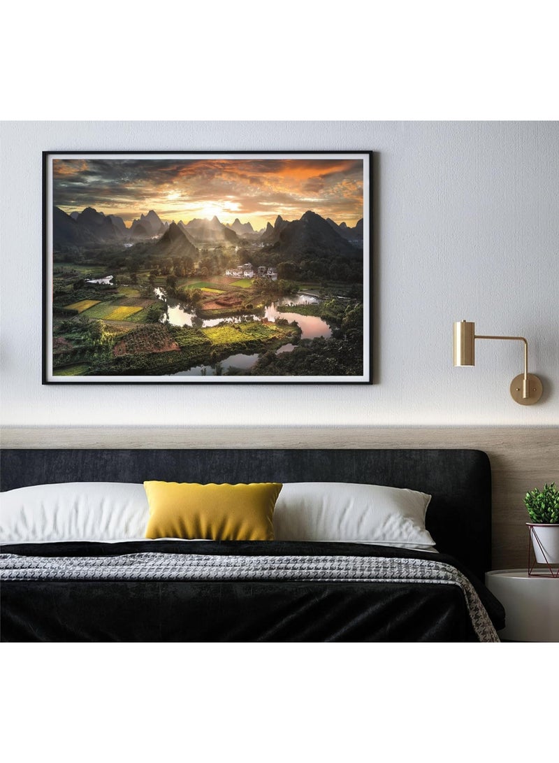 1000 قطعة بانوراما المناظر الطبيعية الرعوية الفجر - تصاميم مبتكرة ، تجربة فنية ملونة للكبار والأطفال - Image 3