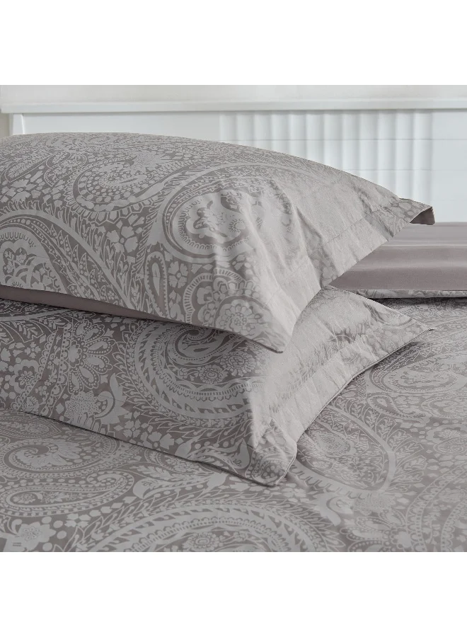 Home Box Opulent Luxe 3-Piece Khadi Print Cotton Jacquard Super King Duvet Cover Set - 220x240 cm