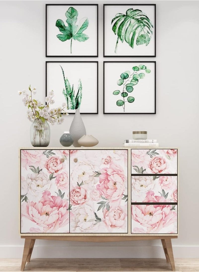 كيلا ورق حائط زهري لاصق ذاتي اللصق، ورق حائط زهري مائي قابل للإزالة من الفينيل لورق حائط زهري لاصق لزهور ديكور غرفة النوم المنزلية العرض 0.45 م الطول 3 م - Image 2