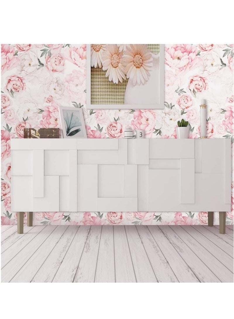 كيلا ورق حائط زهري لاصق ذاتي اللصق، ورق حائط زهري مائي قابل للإزالة من الفينيل لورق حائط زهري لاصق لزهور ديكور غرفة النوم المنزلية العرض 0.45 م الطول 3 م - Image 4