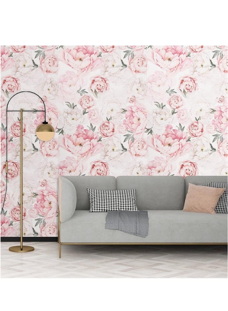 كيلا ورق حائط زهري لاصق ذاتي اللصق، ورق حائط زهري مائي قابل للإزالة من الفينيل لورق حائط زهري لاصق لزهور ديكور غرفة النوم المنزلية العرض 0.45 م الطول 3 م - Image 5