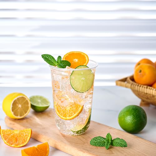 Vplus 16 oz Compostable Clear Plastic Cold Cups, 100 Pack Biodegradable Disposable Cups, BPA & PFAS Free, Plant-Based Plastic Cups for Juice, Wine, Parties, Weddings, and Everyday Use - Image 2