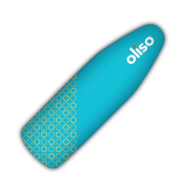 oliso Ironing Board Cover Durable 100 Cotton Lined with Professional Grade Felt pad  Fits Standard 54 x 15 Boards a Wide Elastic Edge Two Adjustable Straps for a Secure Smooth fit Turquoise