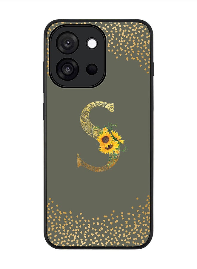 Stylizedd For OnePlus 13s / 13T Case,Slim fit Camera Protection, Shockproof Thin Phone cover  - Custom Floral Monogram - S  (Olive Green )