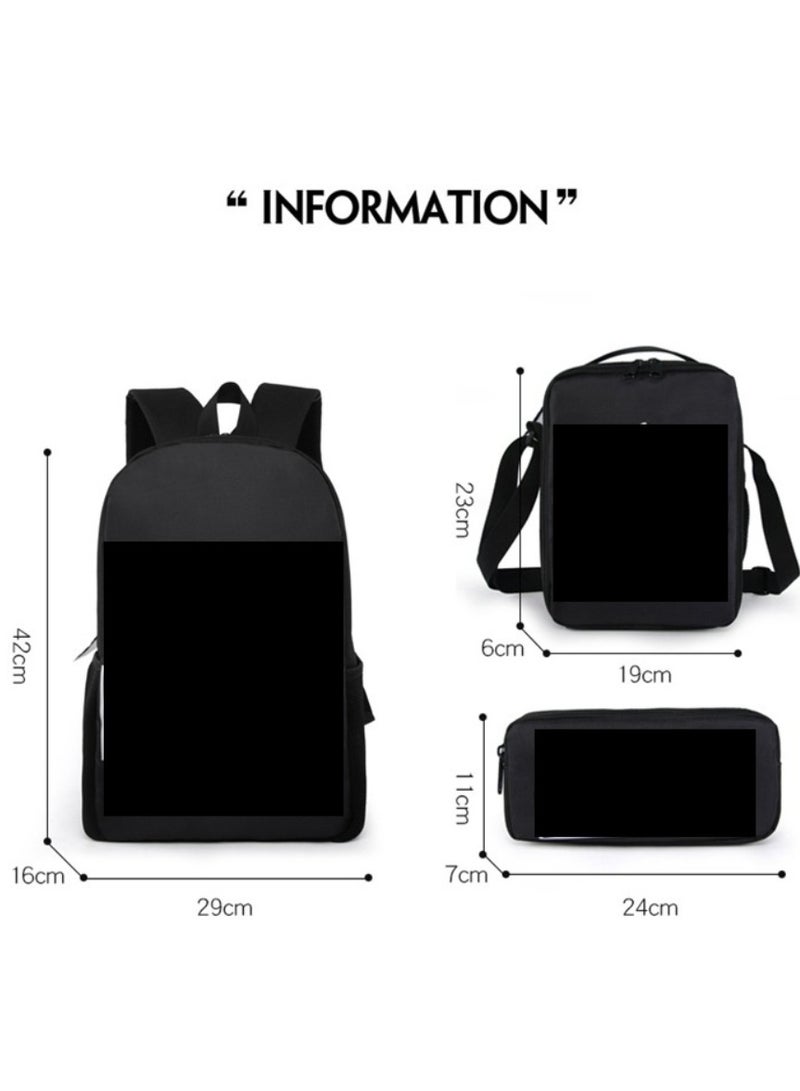 MINECRAFT Digital Printing Large Capacity Backpack Three piece Set Lunch Bag Pen Bag Polyester Comfortable Load Reducing Backpack for Students and Children Unisex - Image 2