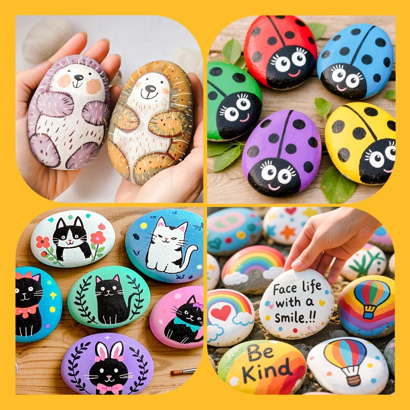 Simetufy 15 Pcs Large Rocks for Painting, 4-5 Inch River Rocks Painting Stones Smooth Flat Rocks for Painting, Natural Rocks to Paint for Arts DIY Crafts Kids Painters - Image 2