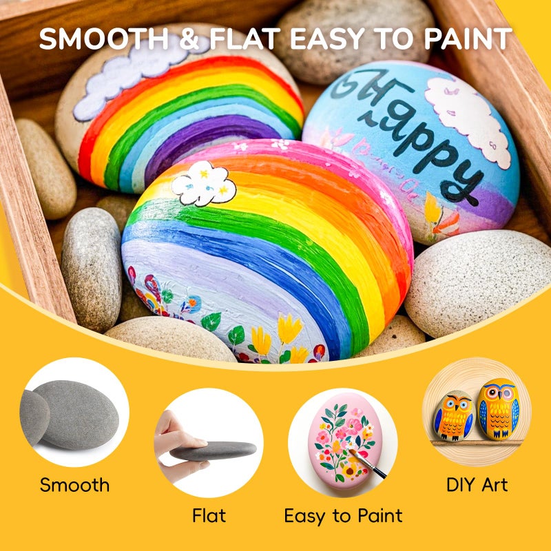 Simetufy 15 Pcs Large Rocks for Painting, 4-5 Inch River Rocks Painting Stones Smooth Flat Rocks for Painting, Natural Rocks to Paint for Arts DIY Crafts Kids Painters - Image 4