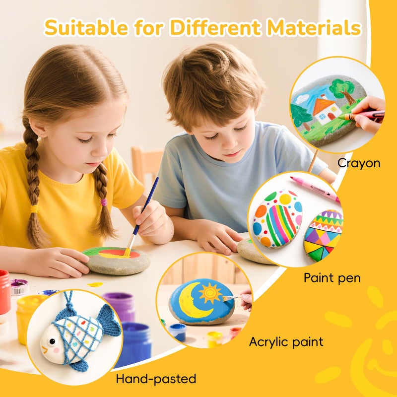 Simetufy 15 Pcs Large Rocks for Painting, 4-5 Inch River Rocks Painting Stones Smooth Flat Rocks for Painting, Natural Rocks to Paint for Arts DIY Crafts Kids Painters - Image 5