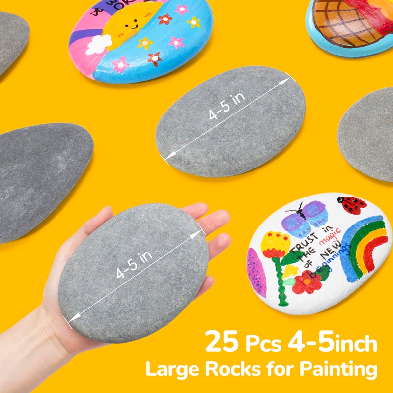 Simetufy 15 Pcs Large Rocks for Painting, 4-5 Inch River Rocks Painting Stones Smooth Flat Rocks for Painting, Natural Rocks to Paint for Arts DIY Crafts Kids Painters - Image 3