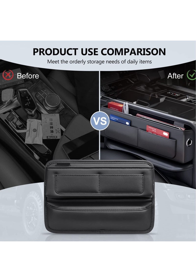 SYOSI Car Seat Gap Filler Organiser Car Console Side Pocket PU Leather with USB Charging Hole for Wallets Phones Keys Cards Coins and Sunglasses - Image 5