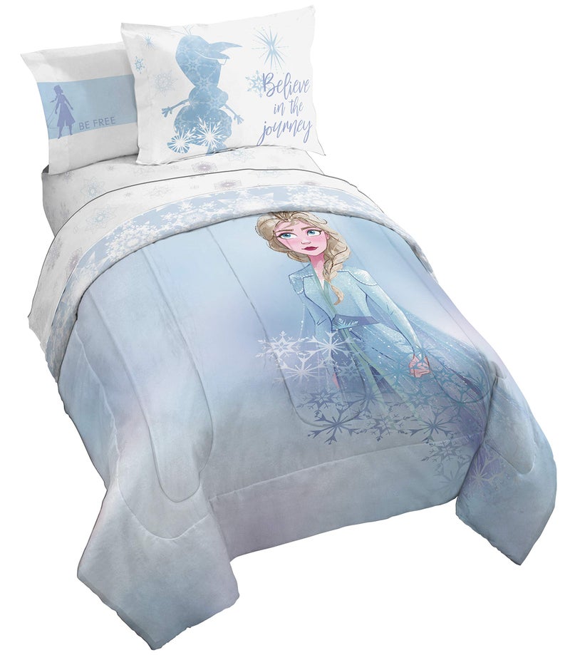 Disney Frozen 2 Elsa Color Block 7 Piece Full Bed Set  Includes Reversible Comforter  Sheet Set Bedding  Super Soft Fade Resistant Microfiber  Official Disney Product
