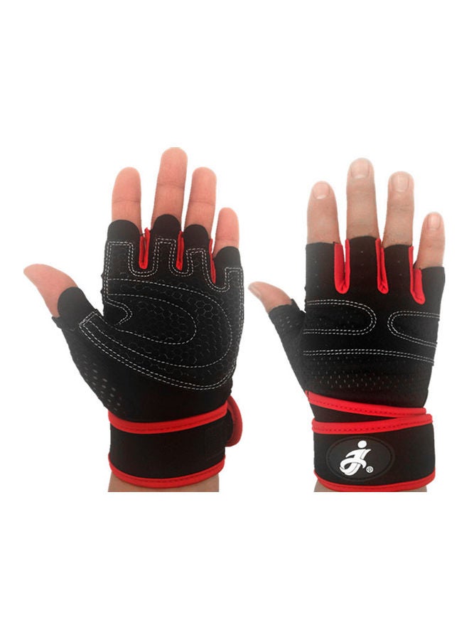 NIBEMINENT Pair Of Half Finger Weightlifting Gloves With Wrist Wraps S  - Image 1