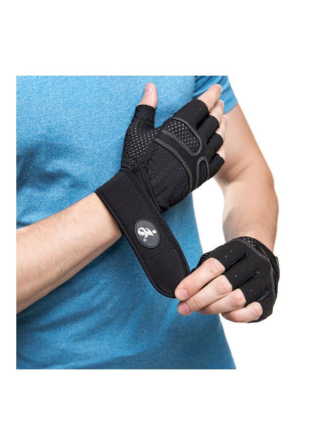 NIBEMINENT Pair Of Half Finger Weightlifting Gloves With Wrist Wraps S  - Image 5