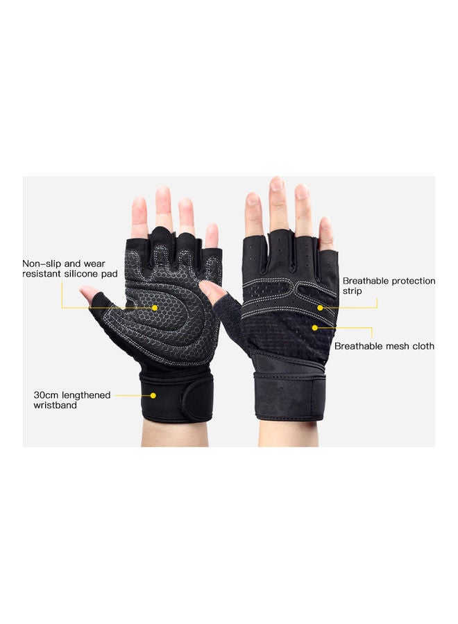 NIBEMINENT Pair Of Half Finger Weightlifting Gloves With Wrist Wraps S  - Image 3