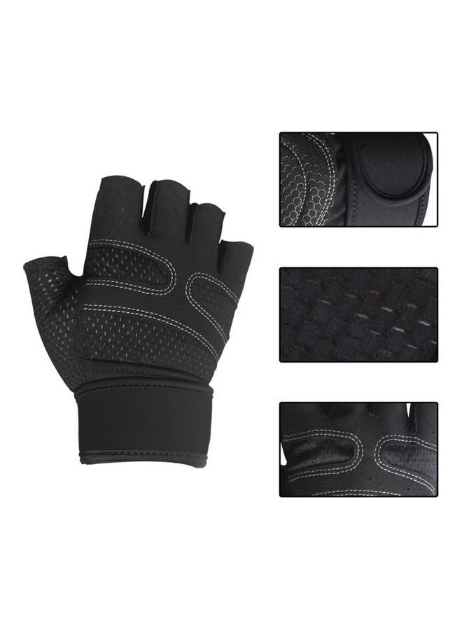 NIBEMINENT Pair Of Half Finger Weightlifting Gloves With Wrist Wraps S  - Image 4