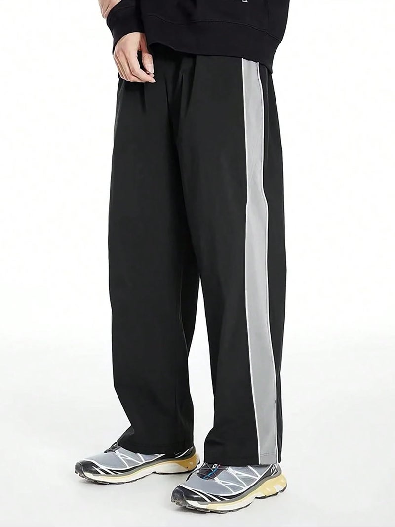 Jump Cuts Mens Black and Grey Color Block Polyester Trackpant - Image 3