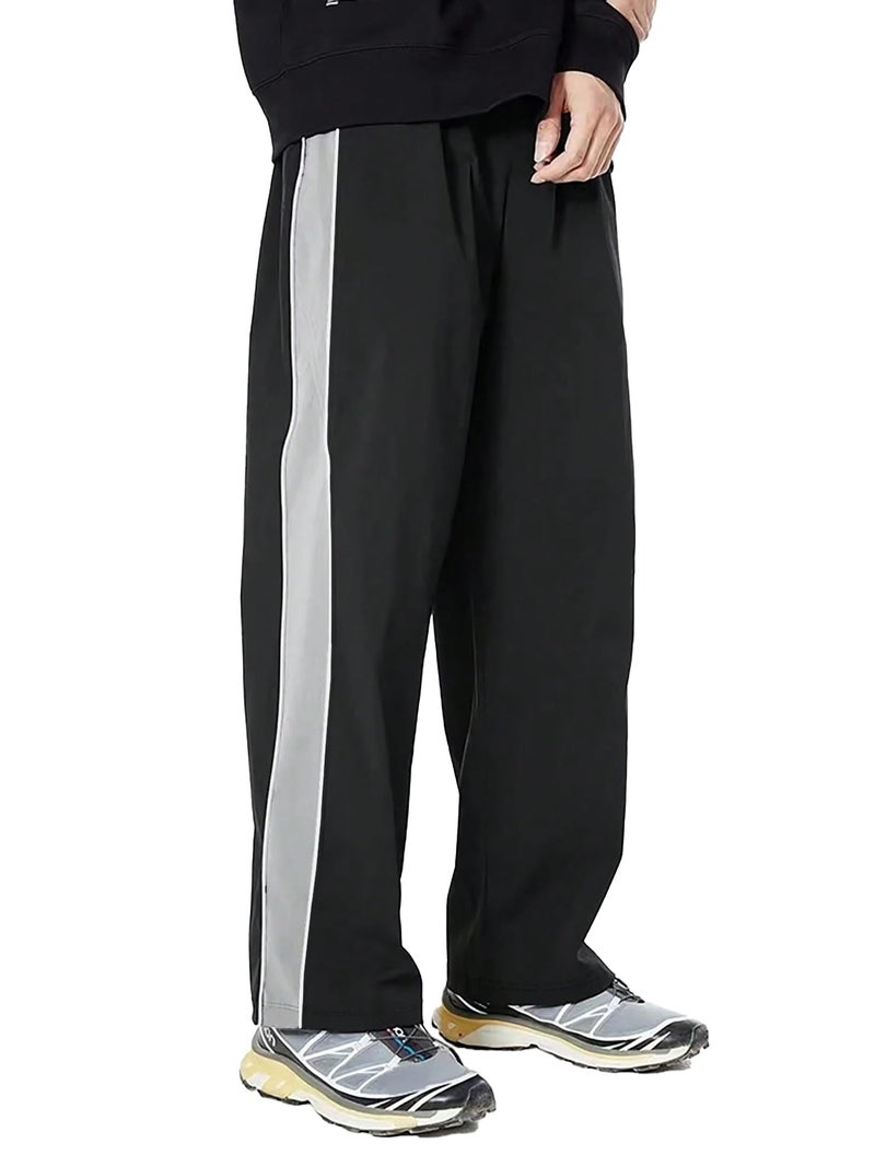 Jump Cuts Mens Black and Grey Color Block Polyester Trackpant - Image 1