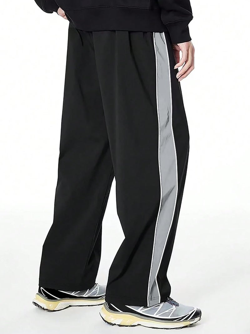 Jump Cuts Mens Black and Grey Color Block Polyester Trackpant - Image 2