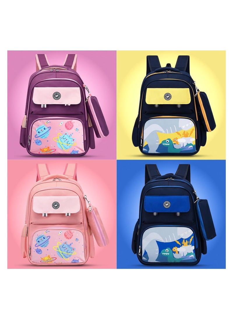Eazy Kids - School Bag Dino With Pencil Case -Blue - Image 1