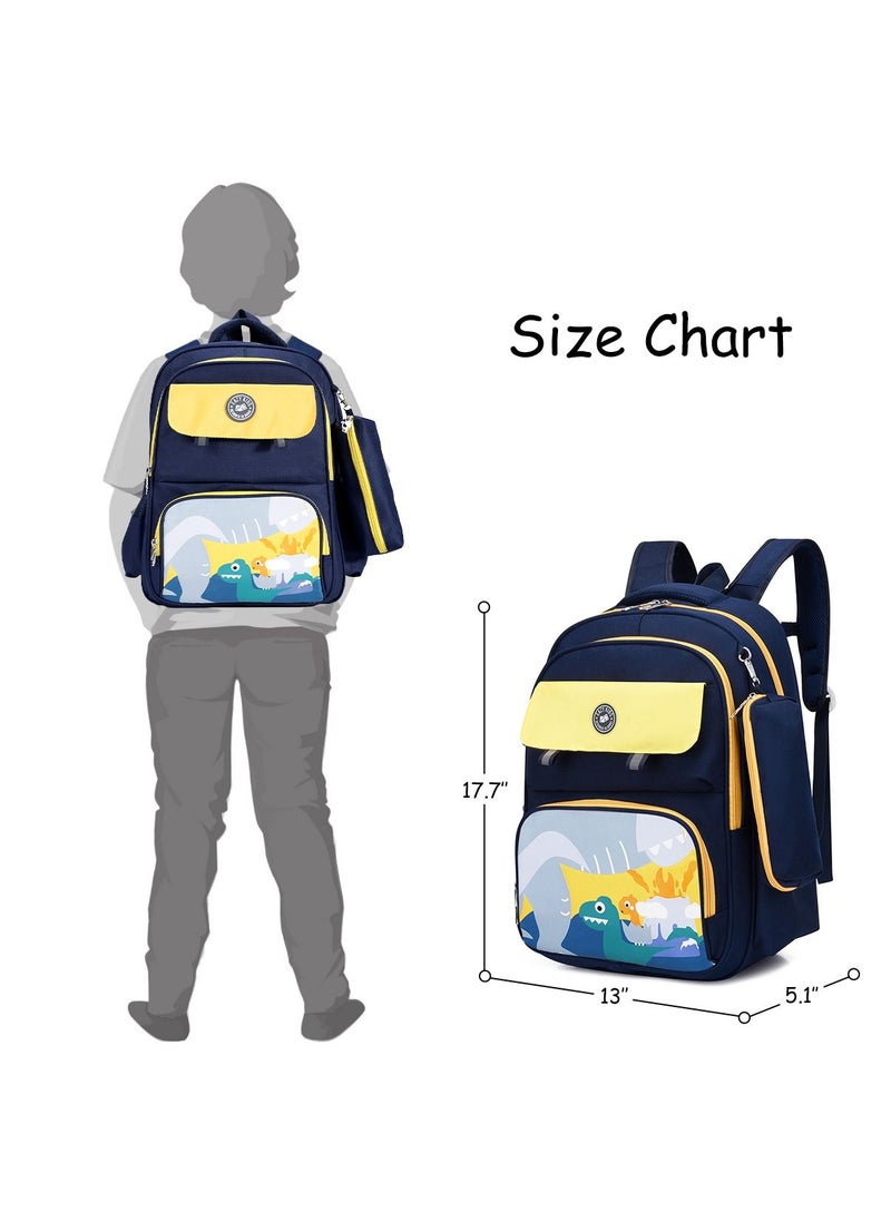 Eazy Kids - School Bag Dino With Pencil Case -Blue - Image 1