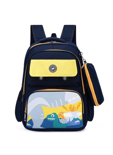 School Bag Dino With Pencil Case -Blue