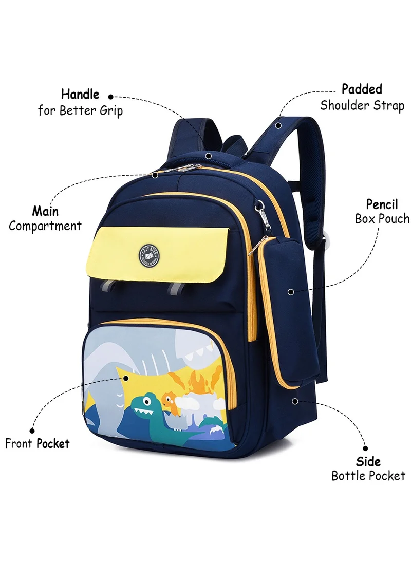 Eazy Kids Eazy Kids School Bag Dino w/t Pencil Case -Blue