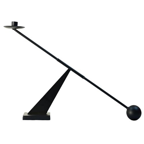 Remenna Black Metal Modern Candle Holder Candlestick Holders Decorative Candle Stand, Tapered Candle Holders Home Decoration 19 inch - Image 1