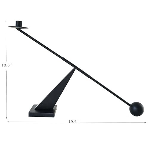Remenna Black Metal Modern Candle Holder Candlestick Holders Decorative Candle Stand, Tapered Candle Holders Home Decoration 19 inch - Image 2