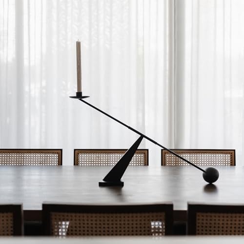 Remenna Black Metal Modern Candle Holder Candlestick Holders Decorative Candle Stand, Tapered Candle Holders Home Decoration 19 inch - Image 5