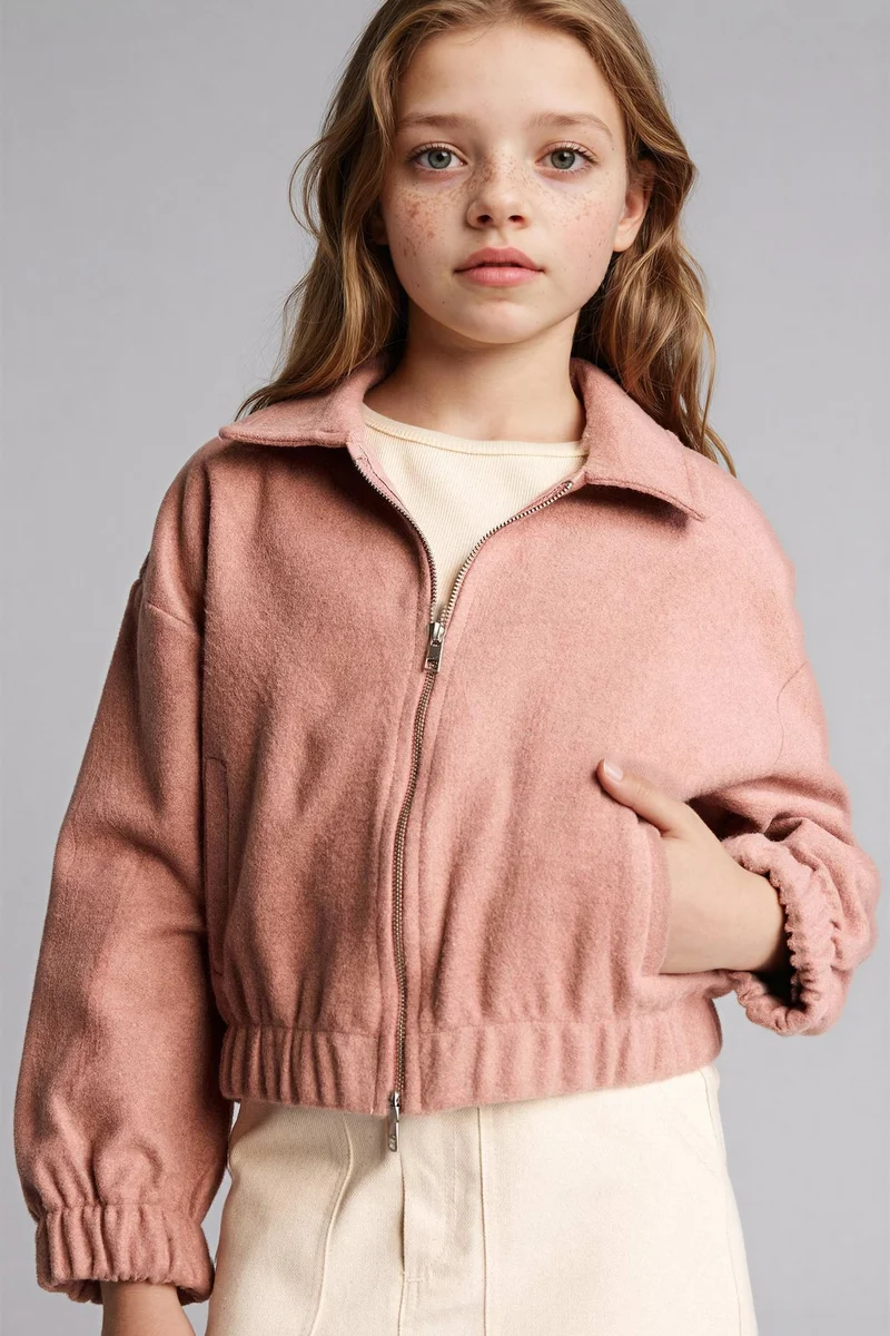 Defacto Regular Fit Zip Polo Collar Wool Jacket
